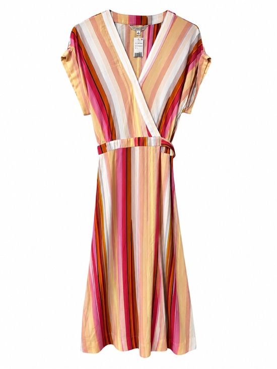Liverpool Dresses & Skirts - Liverpool Los Angeles NWT Striped Faux Wrap Midi Dress Small Colorful Tie Waist